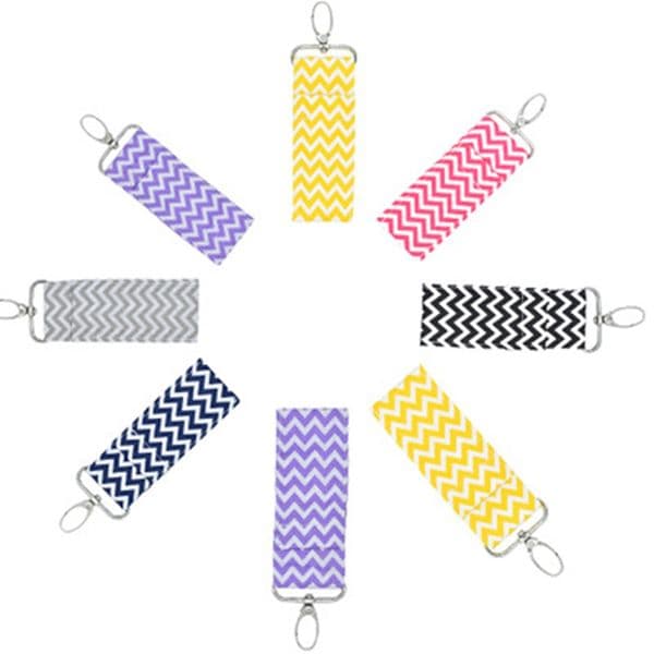 200pcs Chevron Lipstick Holder ripple cotton Chapstick Holder Keychain Lipstick Pouch Bag Lip balm Key Chain Mothers Girls Gift