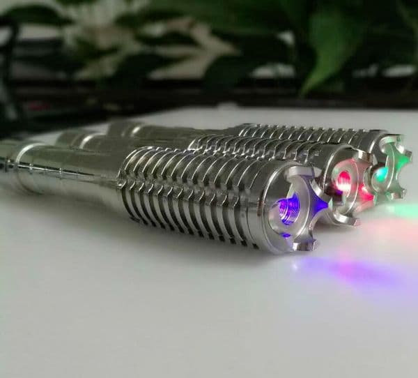 Shorter Host Stainless 450nm Blue Laser Pointer Flashlight Shape Big Portable Laser Lazer Pointer 8000m with Caps Free DHL