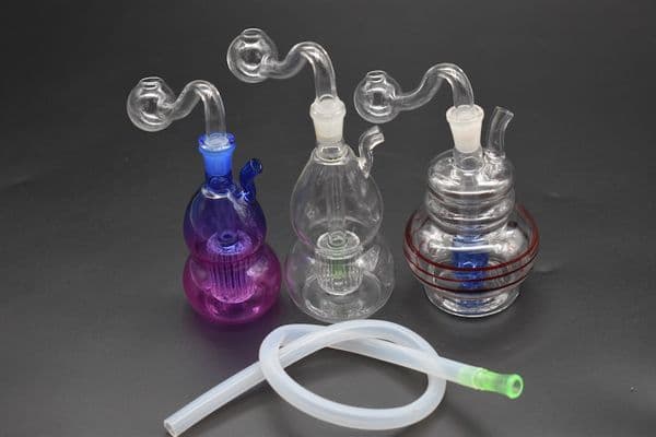 High quality glass water pipe Thick Nano Bubbler Oil Heady Glass Bongs Recycler Pyrex ash catcher Bongs with Hose and Pot Bowl