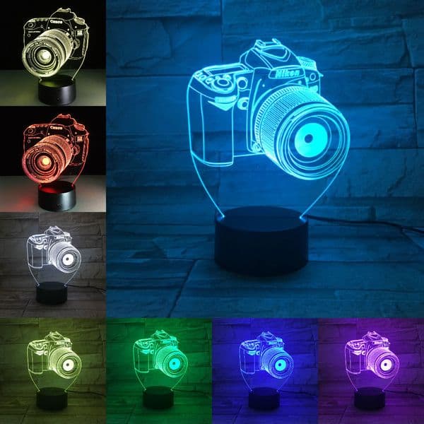 Entertainment camera 3D illusion LED Lamp USB Table Light Night Light Gifts Acrylic Light Fixtures Bedroom Sleeping #T56