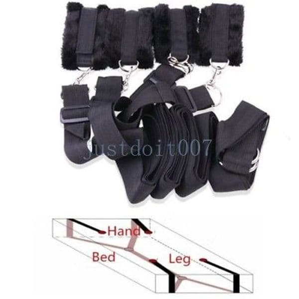 Bed Restraints Long Plush Handcuffs Positioning Bondage Temperament straps cuffs #Y98