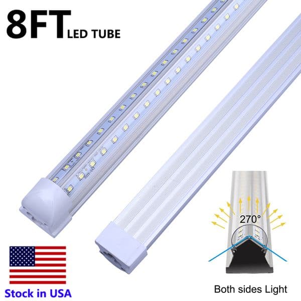 8' Garage Light LED Tubes 4ft 5ft 6ft 8ft 8 Feet 72 Inch Bubs LED 120W T8 LED Tube Lights Double Sides Warehouse Lighting