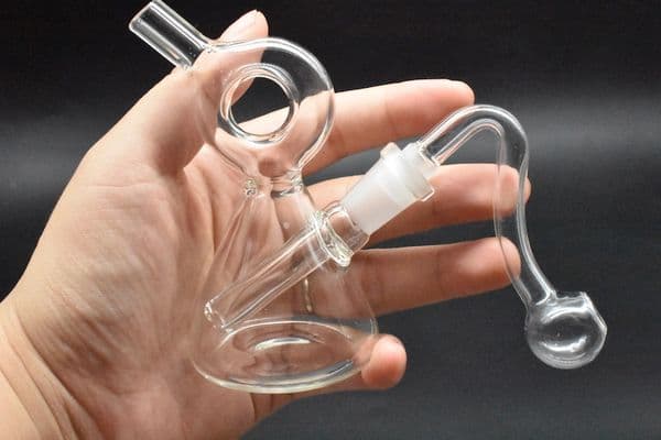 new desgin Shisha Glass bongs tornado and cyclone recycler perc glass water pipes thick pyrex mini beaker bong with 10mm oil burner pipe