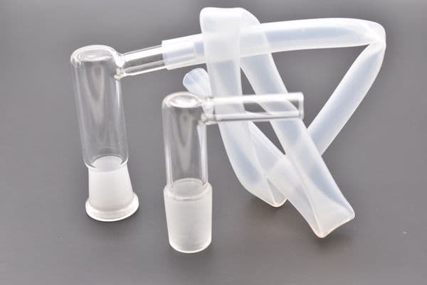 wholesale cheap Glass Aroma Tube L Sharp 14MM/18MM Female/male Glass smoking adapter Glass Elbow Adapter with hose for water bongs