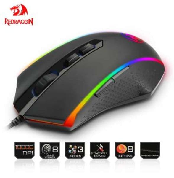 Redragon USB Gaming Mouse 10000DPI 8 buttons ergonomic design for desktop computer accessories programmable mice gamer lol PC