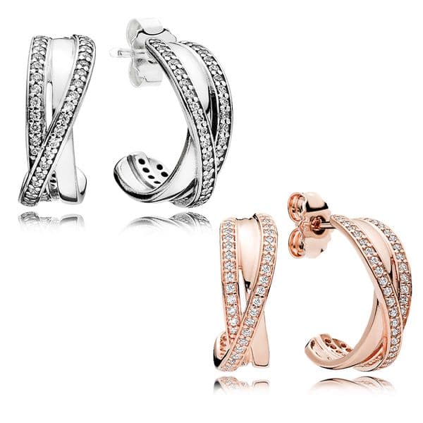 Sparkling Hook Stud Earrings Authentic 925 Sterling Silver designer Earrings Women Wedding Party Jewelry Rose Gold earrings with Luxurious Retail Box Set