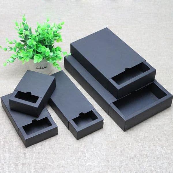 New drawer shape Craft Gift Handmade Soap Packaging black Paper Boxes black kraft soap packaging box