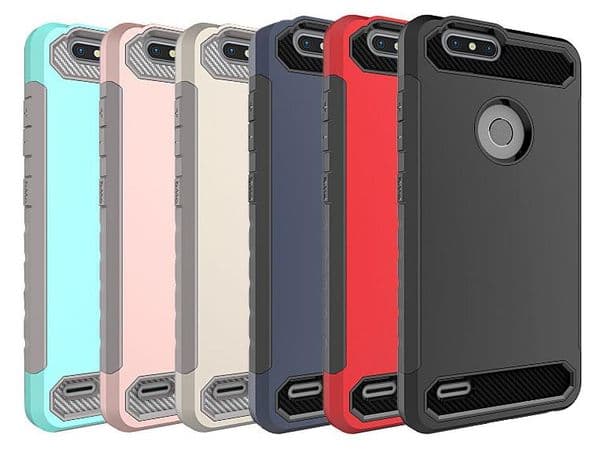 2 In 1 Carbon Fiber Hybrid Armor Case Rubber & Hard PC Shockproof Cover For ZTE Tempo X N9137 / ZTE Max XL N9560/ZTE Blade X Z/ Zmax Pro 2