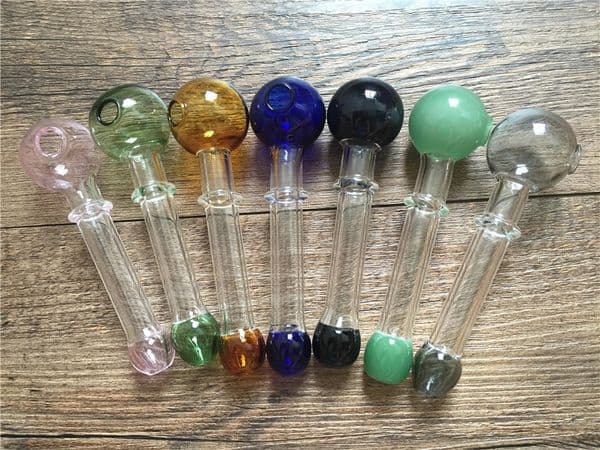 Colorful Glass smoking Pipes mini handle smoking pipes glass spoon pipe 40mm bubbler tobacco oil burner pipes