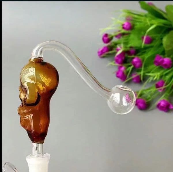 Glass Oil Burner Pipes hookah Glass Smoking bongs Smoke Pipes Colored skull glass pot