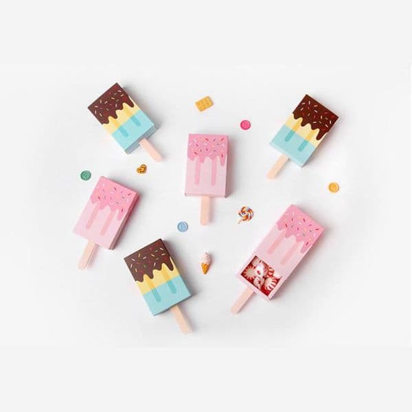 Ice Cream Shape Cute Gift Boxes Baby Shower Birthday Party Candy Box Cartoon Drawer Gift Box For Kids Party Favor Box