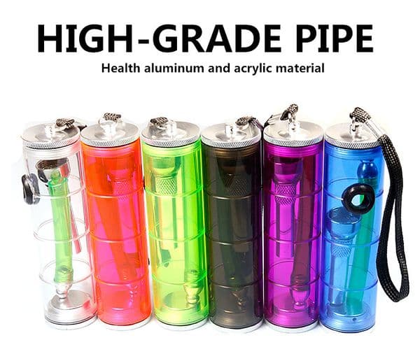 Portable Travel Shisha Hookah Pipe Dry Herb Percolator tobacco Water pipes Bongs Smoking Oil Concentrate aluminum Acrylic Pipes