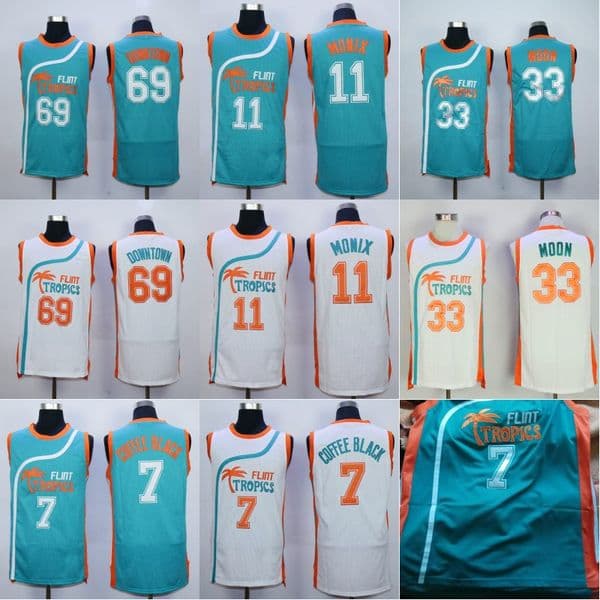 Basketball Jerseys Flint Tropics Moive Semi Pro 33 Jackie Moon Jersey 7 Coffee Black 11 ED Monix #69 Downtown Jersey Embroidery s IN STOCK