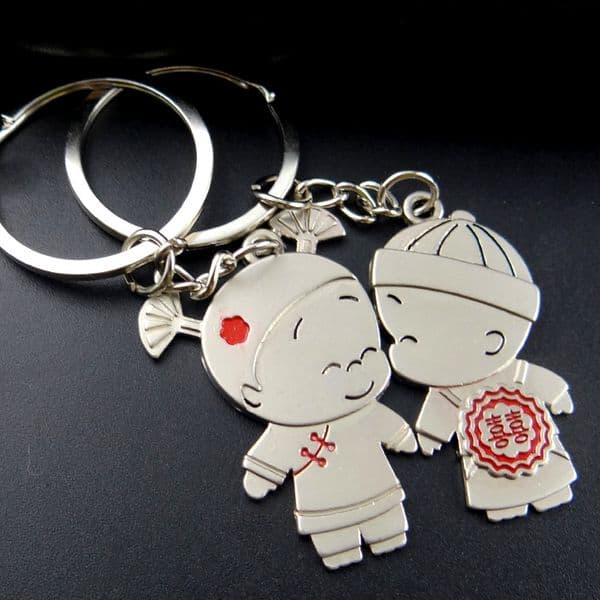 free shipping zinc alloy Chinese style couple keychain wedding favors and gifts, lovers key ring wen5850
