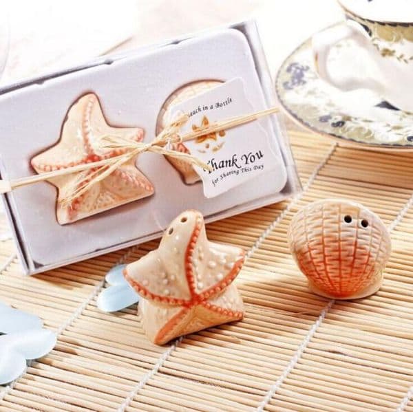 Free shipping wedding favors 200 pieces/lot wholesale beach style Seashell and Starfish Salt and Pepper Shakers party gifts SN011