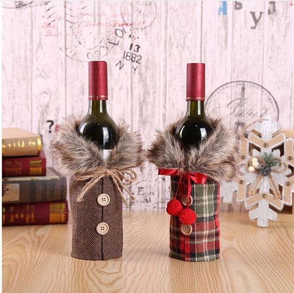 Wine Cover Christmas Decoration For home Bottle Bag New Year Gift Decor Santa Claus Snowman Party Ornament Xmas Packaging GA591