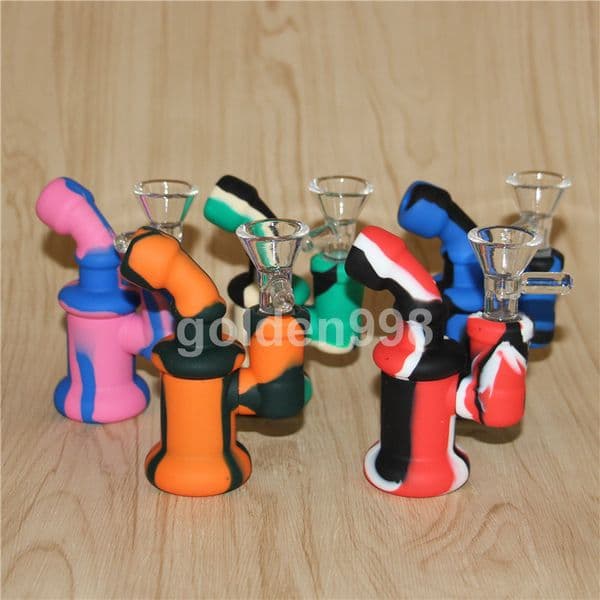 Portable Hookah Silicone Water Pipes for Smoking Dry Herb Unbreakable Water Percolator Bong Smoking Oil Concentrate bubbler bong with perc