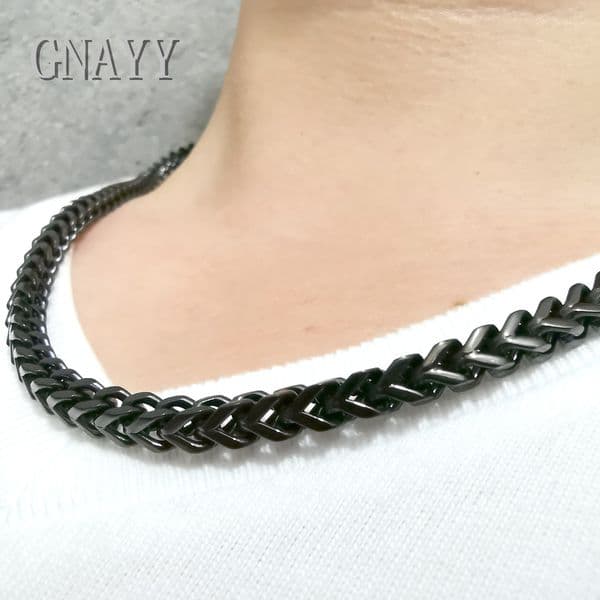 5mm 22 inch Cool Free shipping High quality stainless steel black handmade horsewhip Chain link necklace for mens cool jewelry gifts