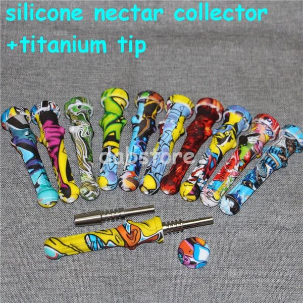 Wholesale hookahs Silicone bong Kit With GR2 14mm Titanium Tips Mini NC