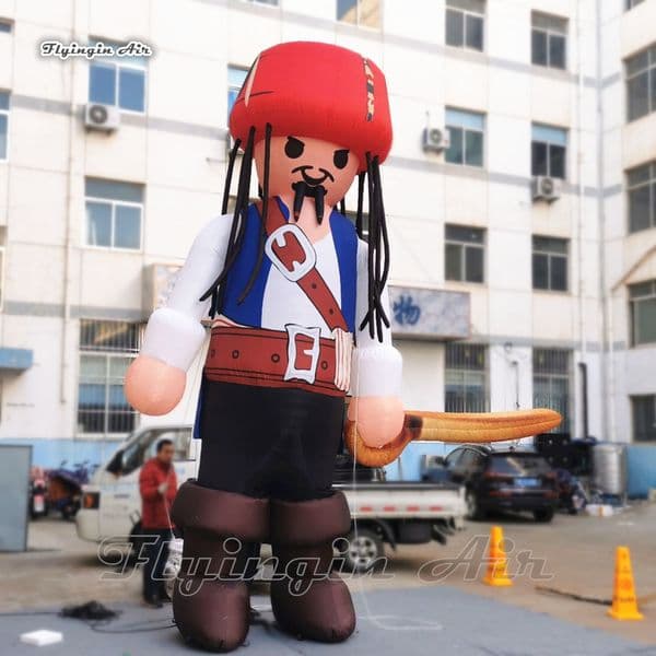 Giant Inflatable Pirate Captain 5m Parade Performance Cartoon Character Pirate Balloon With A Knife For Outdoor Show