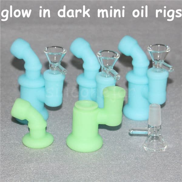 glow in the dark Hookahs silicone Oil Burner Bubbler water Bong pipe small burners pipes bubblers for smoking mini heady Bongs