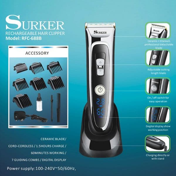 Men's High-Quality Rechargeable Digital Hair Trimmer - RF Series