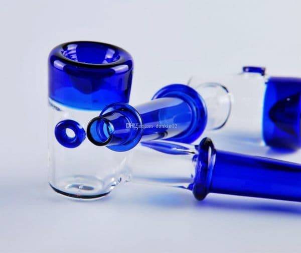 Popular blue hammer Glass pipes Heavy Wall new design handle spoon pipe bubbler smoking pipe for dry herb 12cm lenght glass oil burner pipe