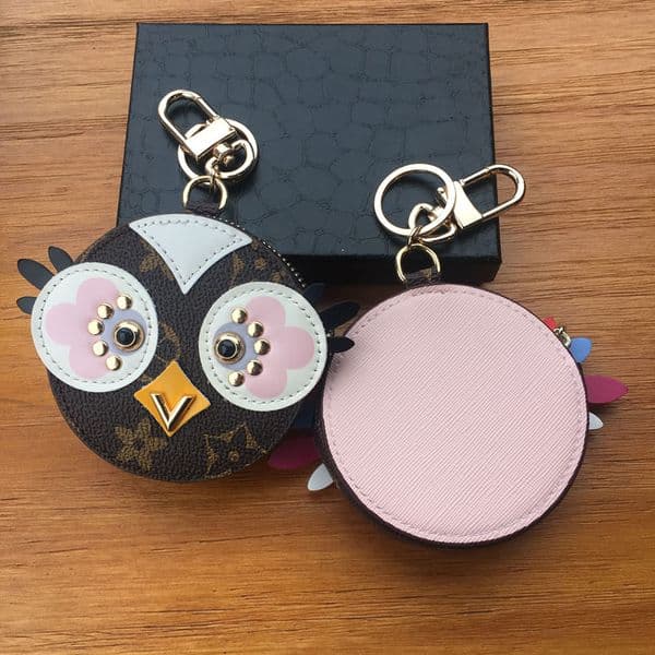 Cute Owl Designer Animal Fur Chick Car keychain Necklace Charm Leather coin card Key bag holder lvi Keychain wallet pendant without box new