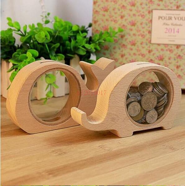 Wooden Animal Money Saving Box Gifts for Kids Elephant Pigs Banks Pig Whale Hippo Storage Boxes
