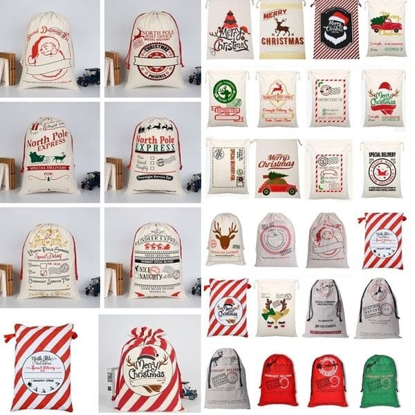 Christmas drawstring bag Santa Sack Reindeers Santas Sacks Bags Canvas Present BagXmas Decoration
