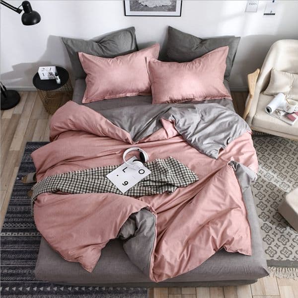 AB side bedding solid simple bedding sets Modern duvet cover set king queen full twin bed brief bed flat sheet 16 Colors