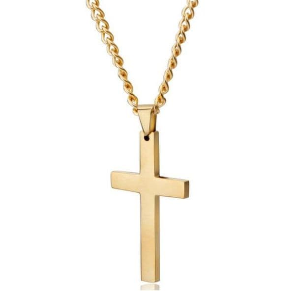 Mens Cross pendant necklaces stainless steel Crucifix Religious Fashion Jewelry Gold Silver Black chains in Bulk