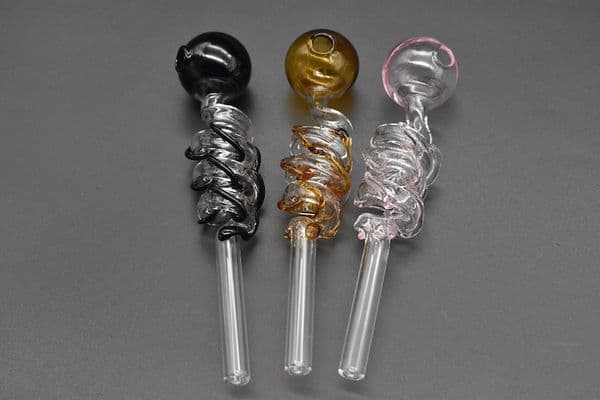Newest design double spiral glass oil burner pipe High quality thick heady Pyrex glass straight oil tube smoking pipe
