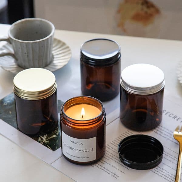 Wholesale candle stand 100ml 250ml brown glass bottle candle jar aromatherapy large mouth brown candle cup empty bottle DIY homemade bottle