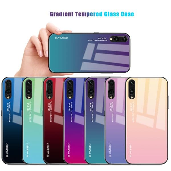 Gradient Glass Phone Case For Huawei P Smart 2019 P20 P30 Pro Lite Mate20 Nova3i Honor V20 10 8X Magic2 Colorful Cover Shell