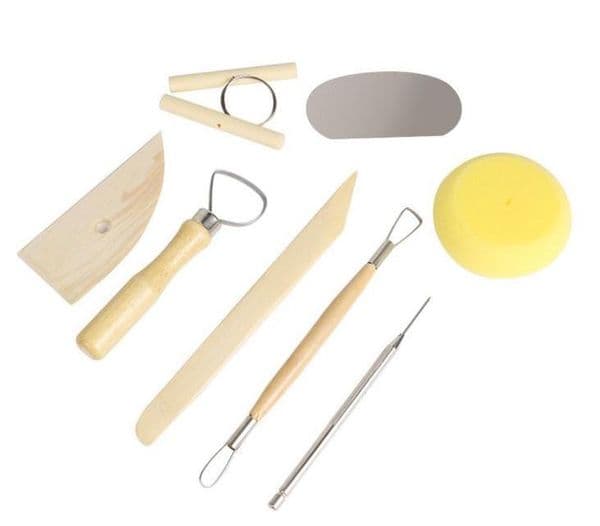 DIY Pottery Tool 8Pcs/Set Clay Ceramics Molding Tools - Stainless Steel Wood Sponge Tool Set For Home Handwork Supplies SN2560