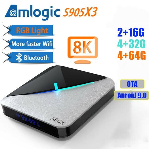 2019 A95X F3 Android 9.0 TV Box Amlogic S905X3 4GB 64GB 32GB Dual Wifi BT 8k Set Top Box