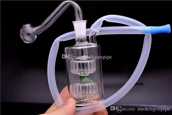 Mini glass oil burner bong linline Matrix birdcage perc recycler Bongs thick glass beaker bong with 10 mm glass oil burner pipe