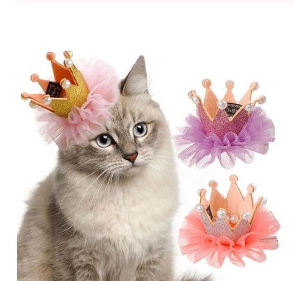 Cute Lace Princess Crown Dog Cat Hair Clip Wedding Birthday Party Photography Decoration Pet Supplies Gift for Kitty Puppy GC2
