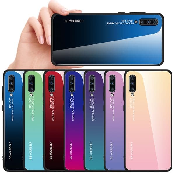 Tempered Glass Phone Case For Samsung Galaxy S10 10E S8 S9 Plus Note 8 9 10 Plus A30 A50 A10 A20 A40 A60 A70 Colorful Protective Back Cover