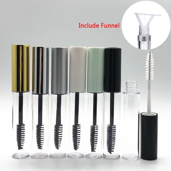 10ML 1/3OzEmpty Mascara Tube and Wand,DIY Mascara Container with Cap,eyelash Tubes Vials Bottle with Rubber Inserts and Funnels Kit