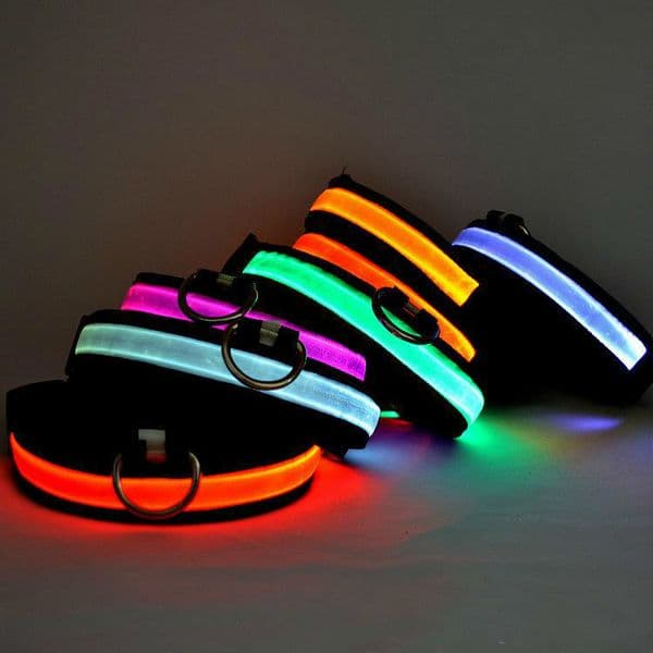 LED Nylon Pet Dog Collar Night Safety LED Light Flashing Glow in the Dark Small Dog Pet Leash Dog Collar Flashing Safety Collar GB1451