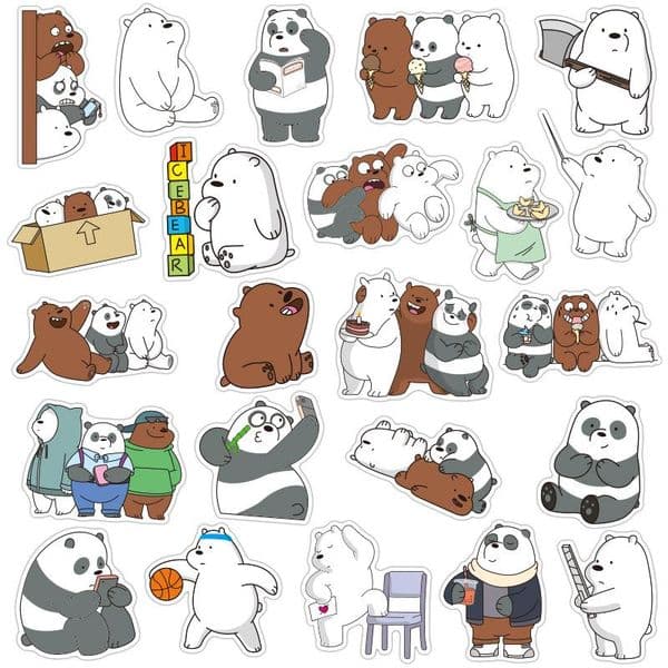 Cute Cartoon We Bare Bears Naked Bear Notebook Suitcase Skateboard Car Sticker