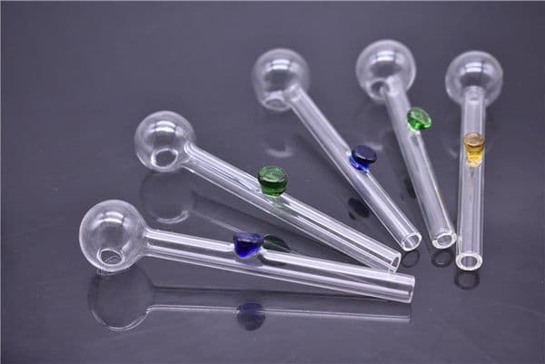 100mm straight Glass Oil burners pipe Glass Bong Water Pipes with different colored glass balancer for smoking hand smoing pipe