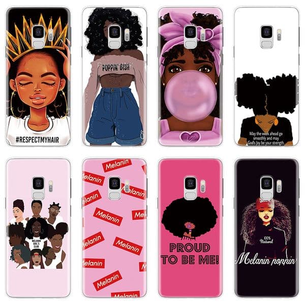 Melanin Poppin Aba Capa For Samsung Galaxy A5 A8 2018 A6 A8 Plus A9 2018 J4 J6 Plus Star Note 8 9 10 Pro Case Afro Black Girl