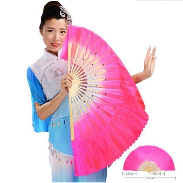 Chinese Silk Dance Fan Handmade Gradient Color Fans Belly Dancing Props 5 Colors