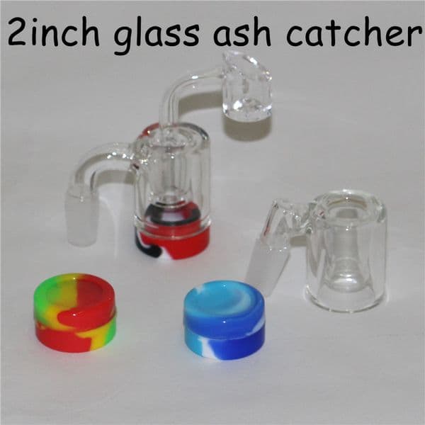 Classical Glass Ash catchers 14-14mm Smoking Reclaim Catcher Adapters with 4mm 14mm male quartz bangers and 5ml silicone containers
