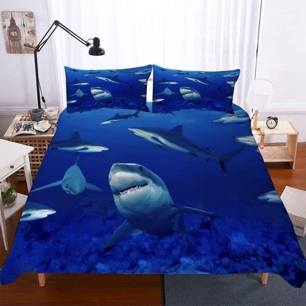 Ferocious Shark Series Crowd Of Sharks Pattern 3D Lifelike Bedding Set Print Duvet Cover Doona Cover Set Bed linen Home Textiles