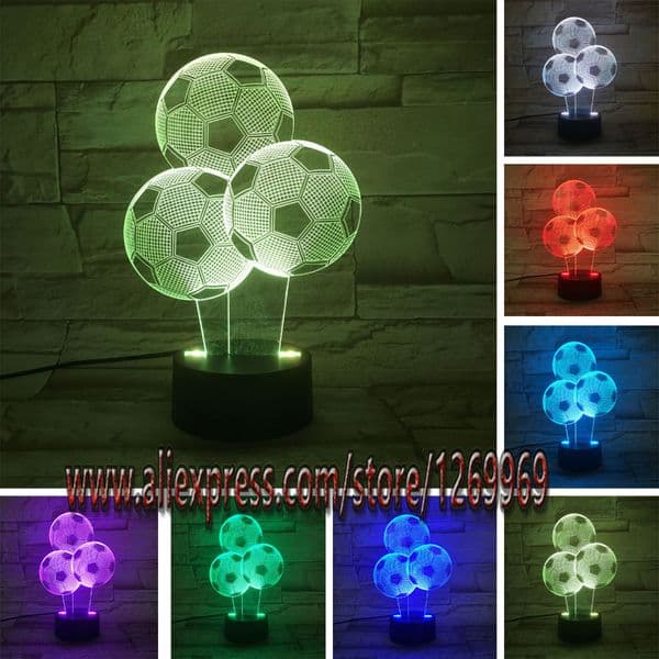 New LED 3D Desk Table Lamp Football Balloon Kid Sleep Bedside Light Gift Decor #R45