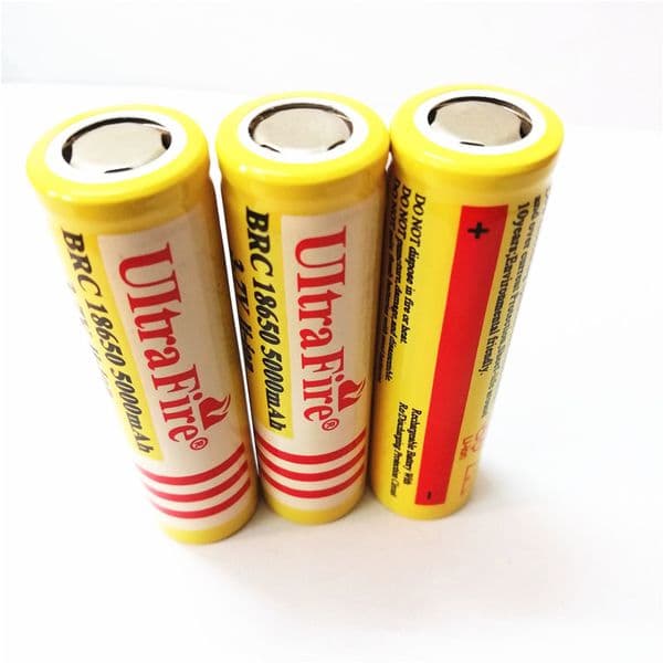 Yellow 18650 5000mAh 3.7V Rechargeable f lithium battery flat-head / pointed battery Lithium battery for amplifiers attery for emergency lights